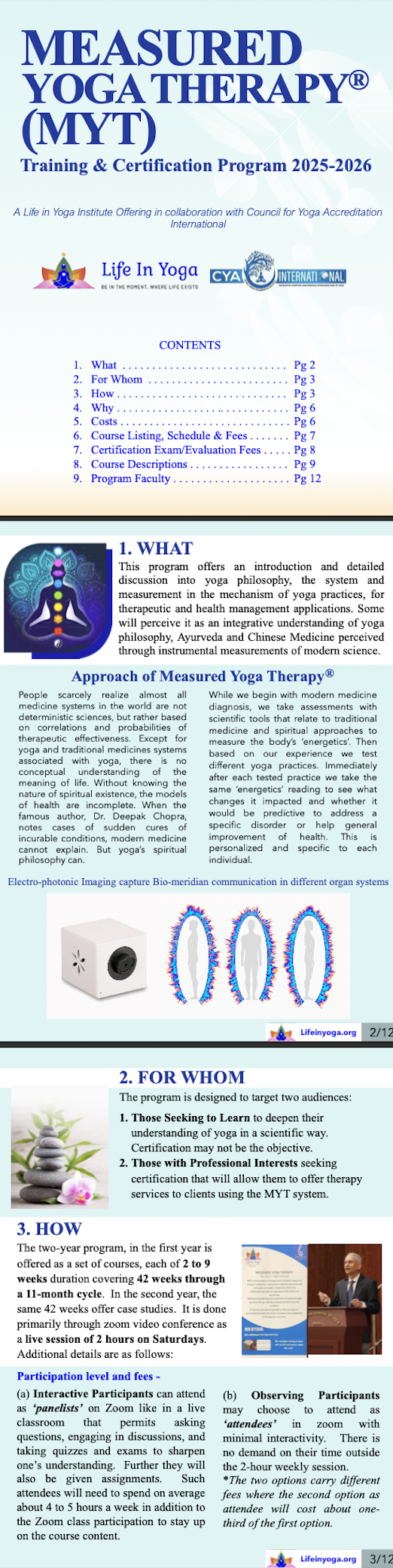 Measured Yoga Therapy (MYT) Training Page